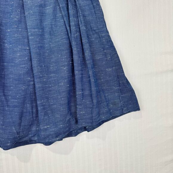Boden Chambray Blue Pleated A-Line Mini Skirt Women’s Size 6 Regular Minimalist - Picture 2 of 6